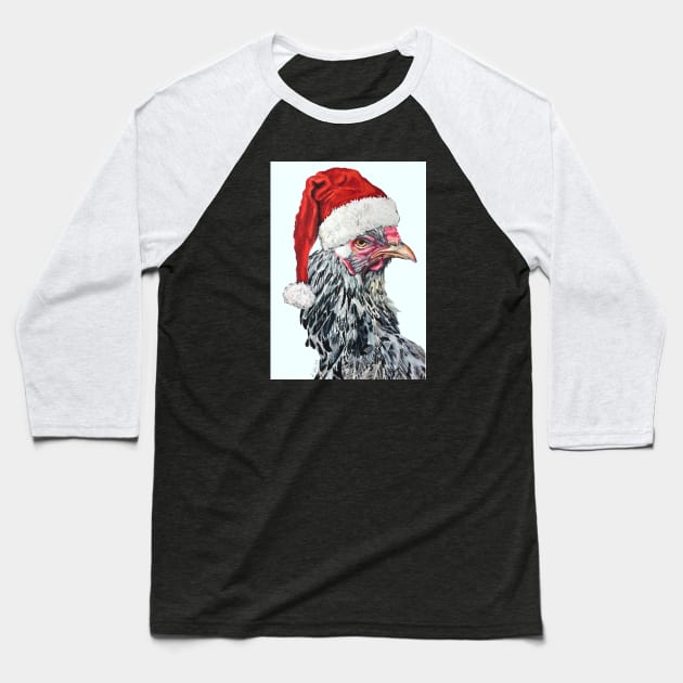 Dark Brahma Chicken Santa Baseball T-Shirt by jenesaiscluck
